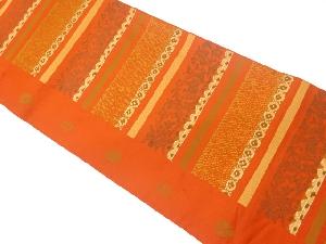 リサイクル 横段に花鳥模様織出し袋帯